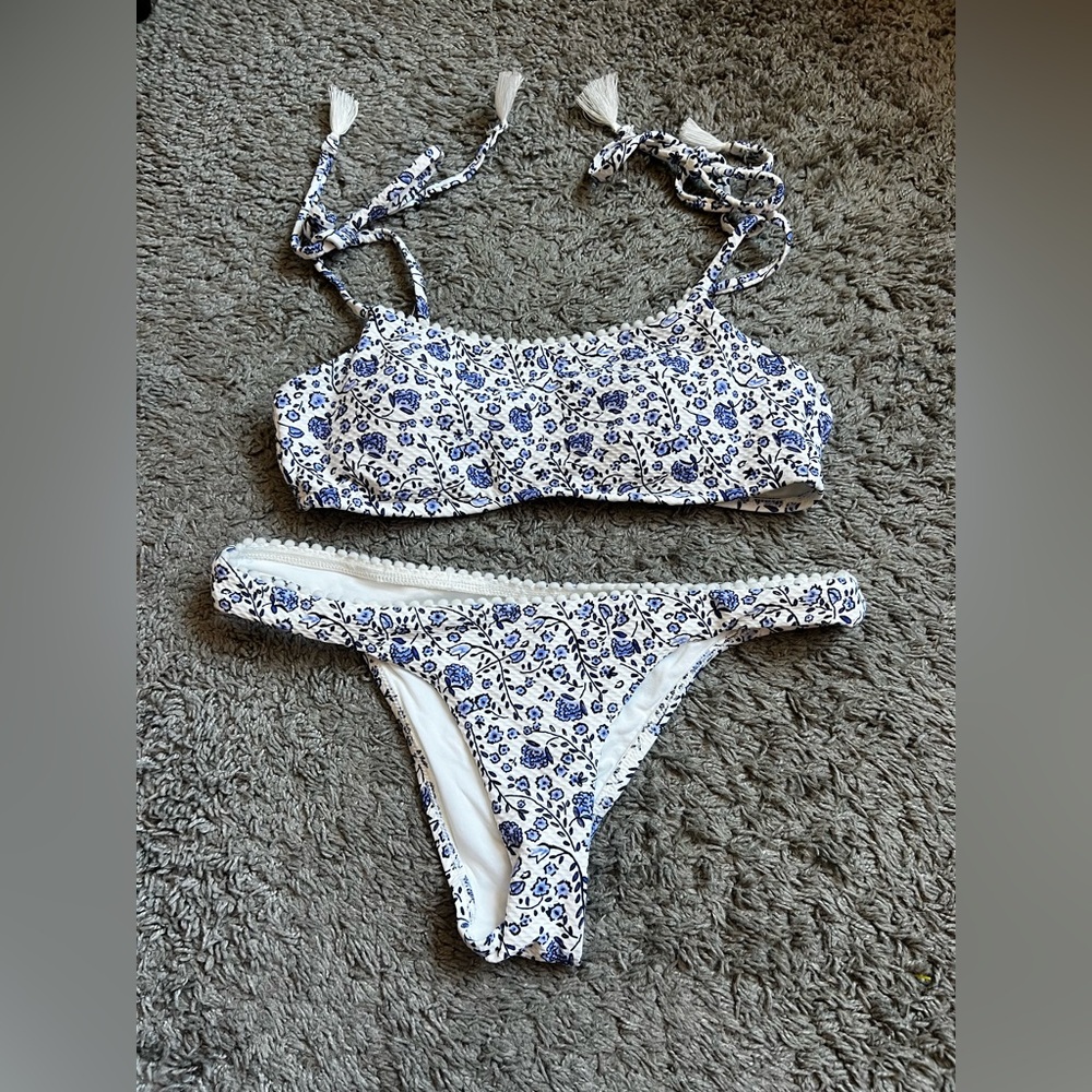 Baku Swimwear Blue & White Floral Bikini Set